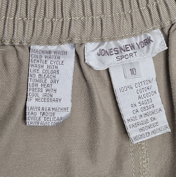 Vtg Jones New York Khaki Beige Button-Front Midi Skirt A-line Cotton Sz 10 - Picture 4 of 5